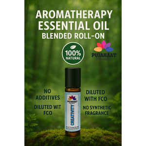Pujahaat Creativity Aromatherapy Roll-on | Blend of pure & natural Essential Oils | Helps in focusing on reducing over thinking and creative blocks | Crafted by Certified Aromatherapists 10ml/0.33 fl oz - Creativity Roll-on