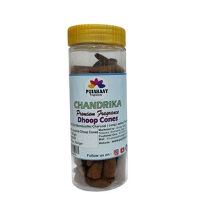 Pujahaat Premium Scented Incense Dhoop Cone | No Charcoal No Bamboo | for Pooja, Rituals & Special Occasions, Aromatherapy Chandrika Rare Fragrance
