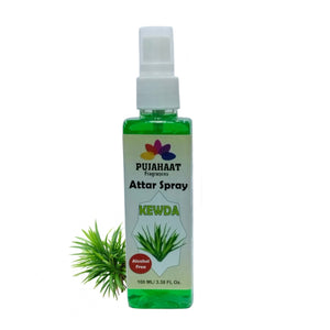 Kewda Attar Spray by Pujahaat | 100ml Non Alcoholic Spray | Religious Mist | Air Freshener, Room Mist, Fabric & Linen Spray | Perfect for Prayers Rooms, Living Room, sofas, curtains, car