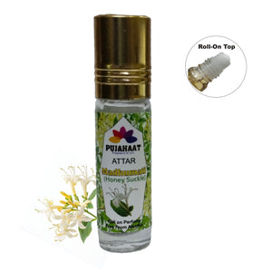 Pujahaat Premium Alcohol-Free Honey Suckle (Madhumati) Attar | Ittar 6 ml, Fresh Floral Scent, Long-Lasting Travel Size Roll-On, Best Honey Suckle (Madhumati) Attar Fragrance Oil