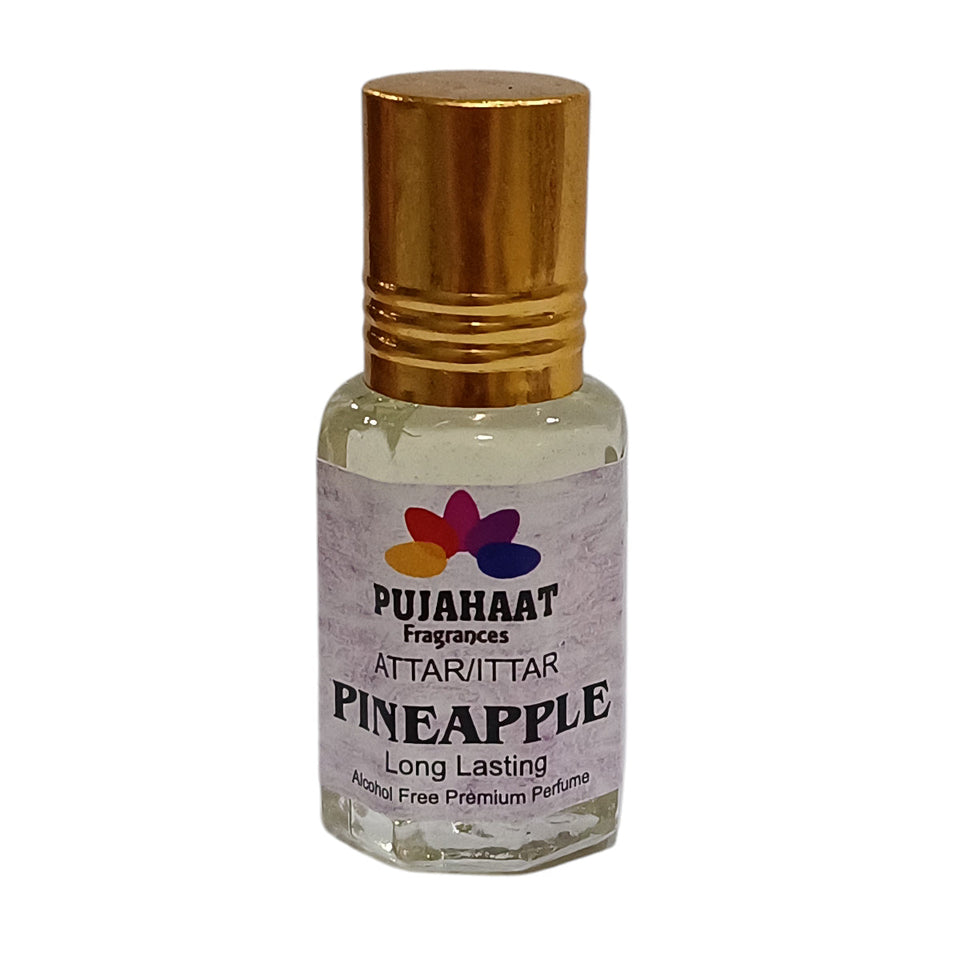 Pujahaat Premium Alcohol-Free Attar | Ittar 6ml, Long-Lasting Travel Size Roll-On, Best Fruity Attar Fragrance Oil - Pineapple