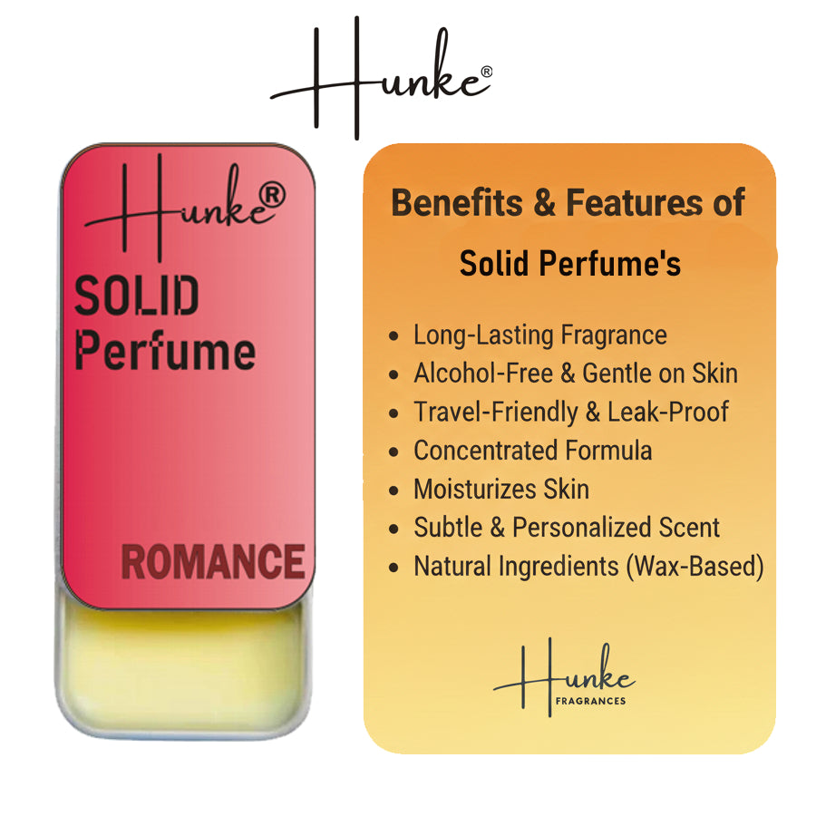Hunke® Solid Perfume | Alcohol-Free Solid Perfume for Men & Women | Long Lasting Natural Wax Fragrance | Travel Friendly Pocket Perfume | Handmade Luxury - Romance