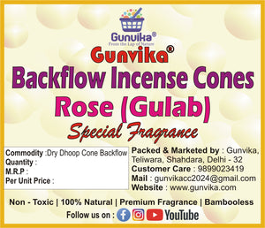 Gunvika Scented Incense Backflow Cone Dhoop | No Charcoal No Bamboo | Aromatic Smoke Fountain | Pooja, Rituals & Special Occasions, Dhoop Batti Bambooless Rose (Gulab) Fragrance