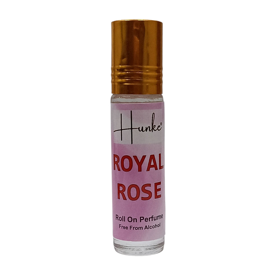 HUNKE Premium Perfume Roll on High Concentration | Attar Ittar Roll on| No Alcohol | Long Lasting Travel Size 8 ML Roll-On, High Projection Fragrance - Royal Rose