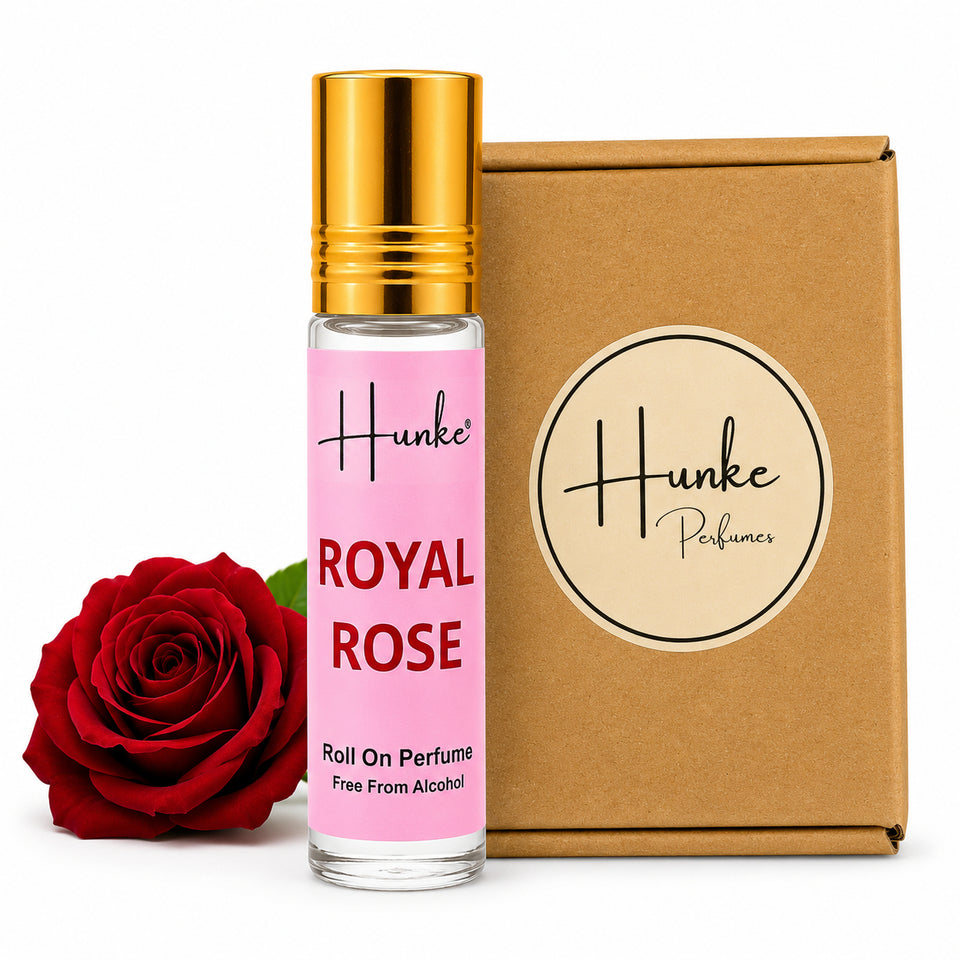 HUNKE Premium Perfume Roll High Concentration | Attar Ittar Roll on| No Alcohol | Long Lasting Travel Size 8 ML Roll-On - Royal Rose