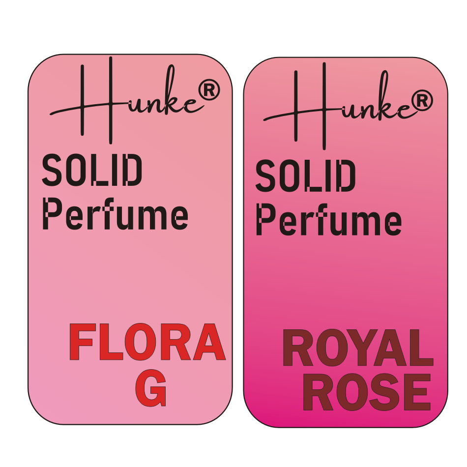 Hunke® Solid Perfume Combo | Alcohol-Free Solid Perfume for Men & Women | Long Lasting Natural Wax Fragrance | Travel Friendly Pocket Perfume | Handmade Luxury - Royal Rose, Flora G