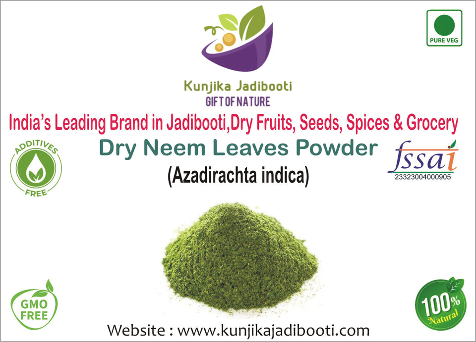 Kunjika Jadibooti Neem Patti Powder - Sukhi Neem Patti - Dry Neem Leaves Powder - Azadirachta Indica- 100 gms