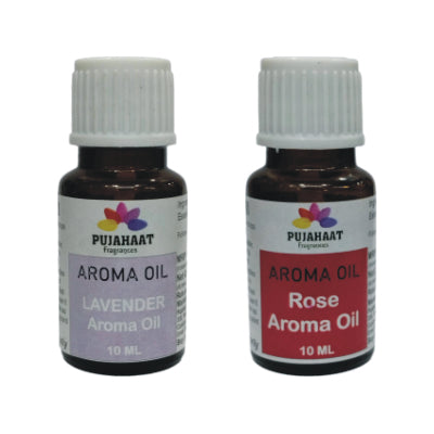 Pujahaat Lavender and Rose Aroma Oil for Aromatherapy oils, Oil for diffusers, Humidifier oils, Oil Burners, Spa and Air Purifier 10ml Each - Set of 2 (2 x 10 ml) AO10