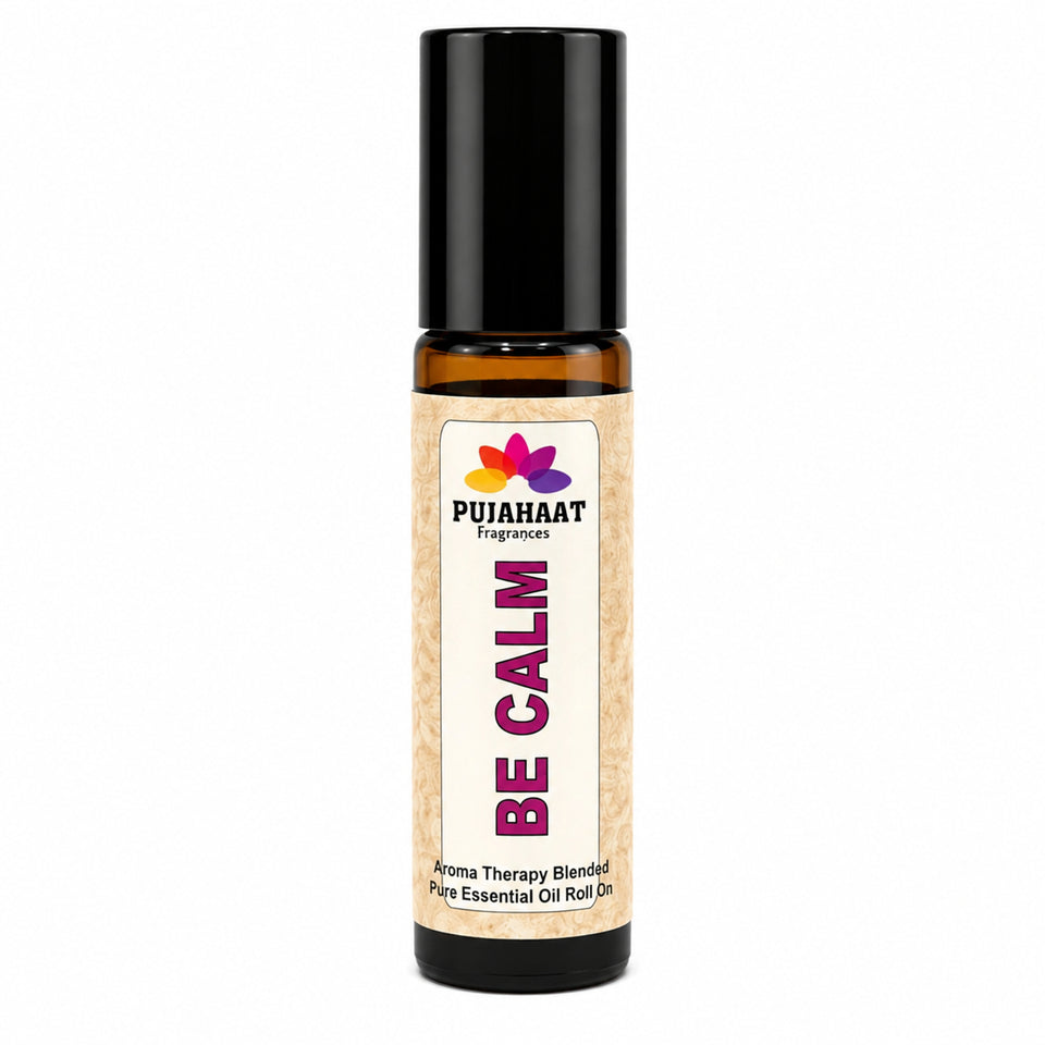 Pujahaat Be Calm Aromatherapy Roll-on | Blend of pure & natural Essential Oils | Clarity | Calms Down Nerves | Crafted by Certified Aromatherapists 10ml/0.33 fl oz - Be Calm Roll-on