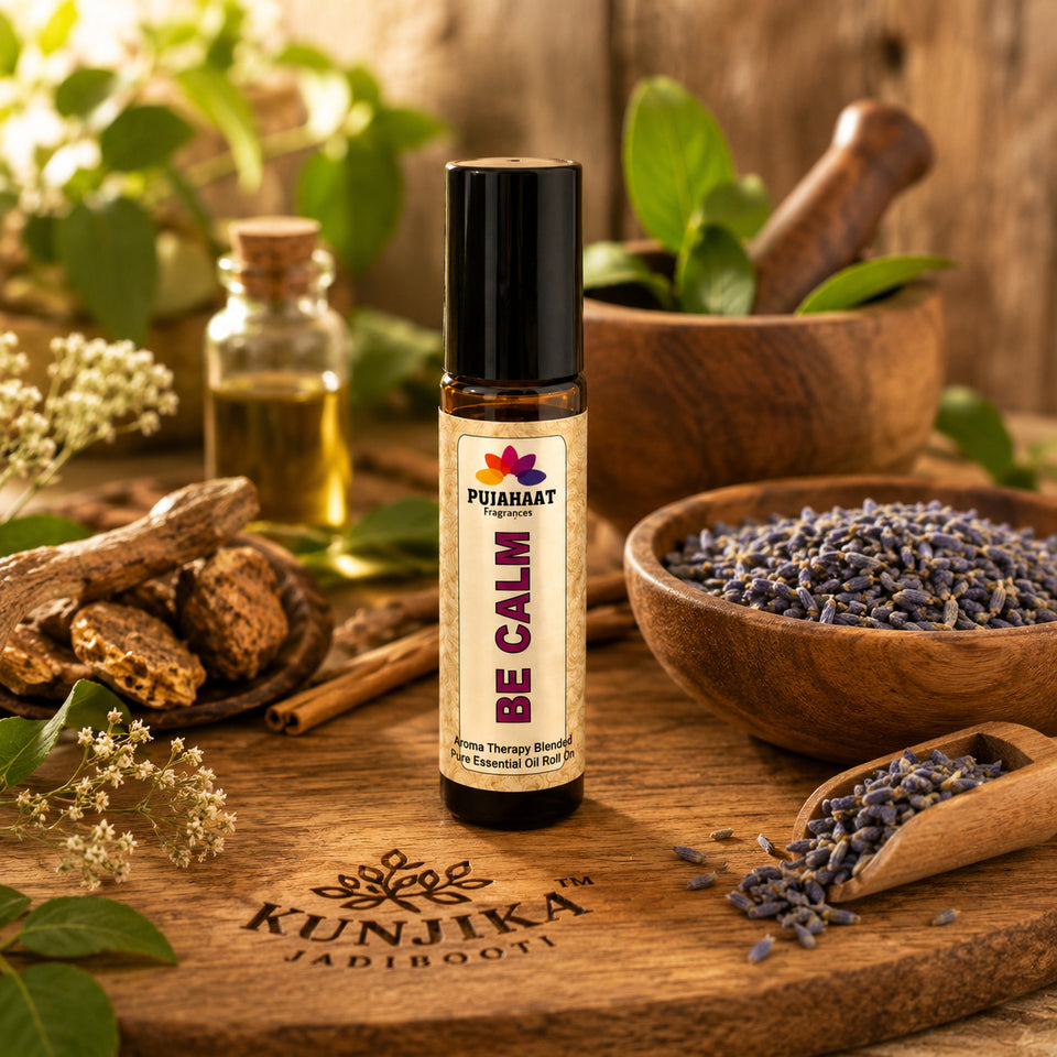 Pujahaat Be Calm Aromatherapy Roll-on | Blend of pure & natural Essential Oils | Clarity | Calms Down Nerves | Crafted by Certified Aromatherapists 10ml/0.33 fl oz - Be Calm Roll-on