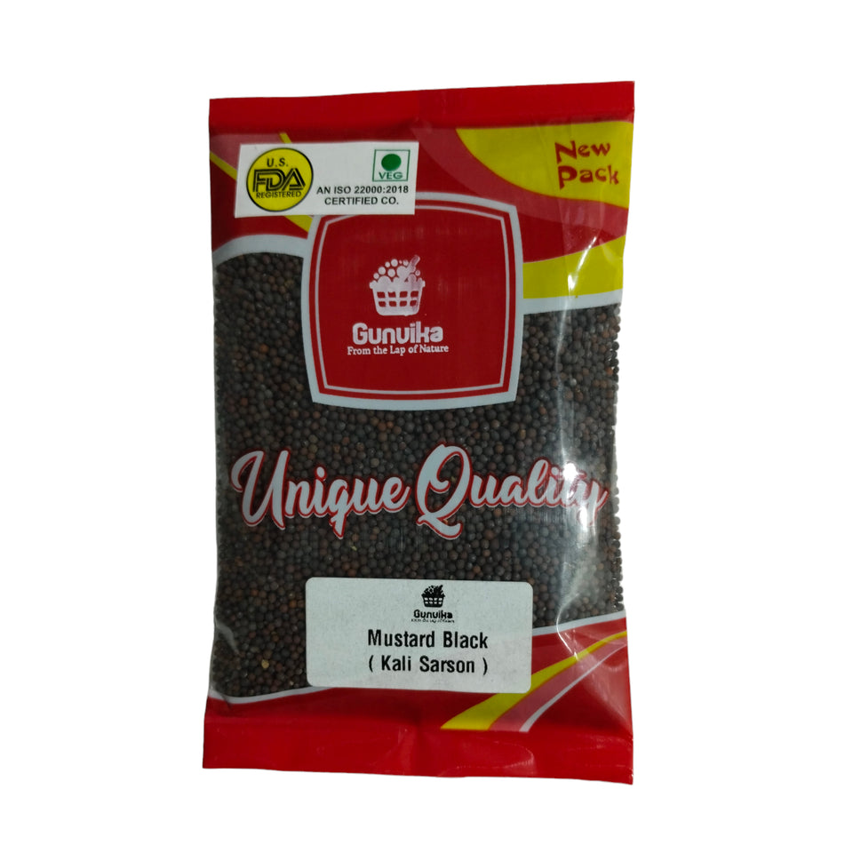 Gunvika Black Mustard Seeds Big | Black Mustard Rai Seeds Big | Sasive seeds Whole Kali Sarson Dana | Sarson dana Indian Spice Gluten Free