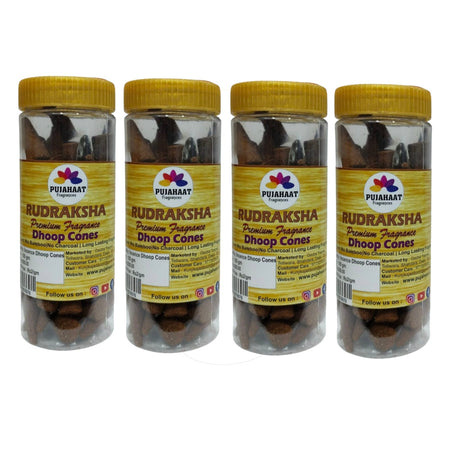 Pujahaat Premium Scented Incense Dhoop Cone | No Charcoal No Bamboo | for Pooja, Rituals & Special Occasions, Aromatherapy Rudraksha Rare Fragrance