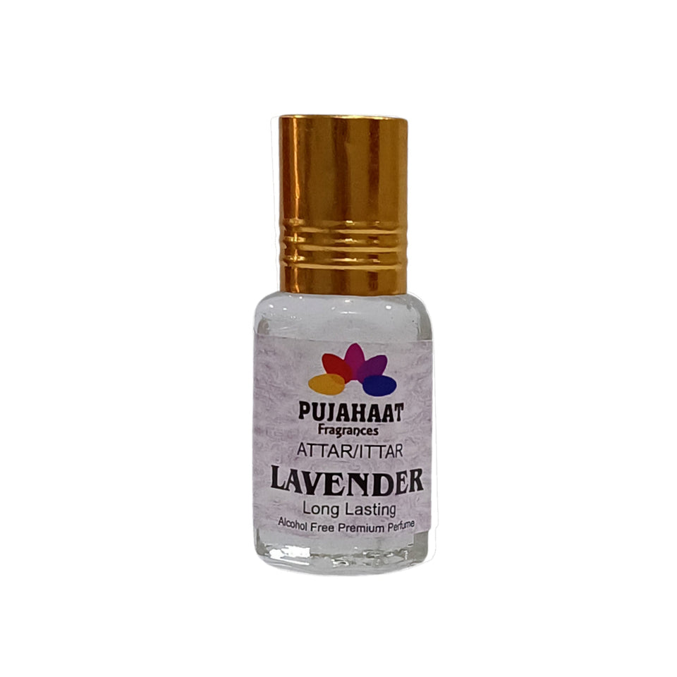 Pujahaat Premium Alcohol-Free Attar | Ittar 6ml, Long-Lasting Travel Size Roll-On, Best Floral Attar Fragrance Oil - Lavender