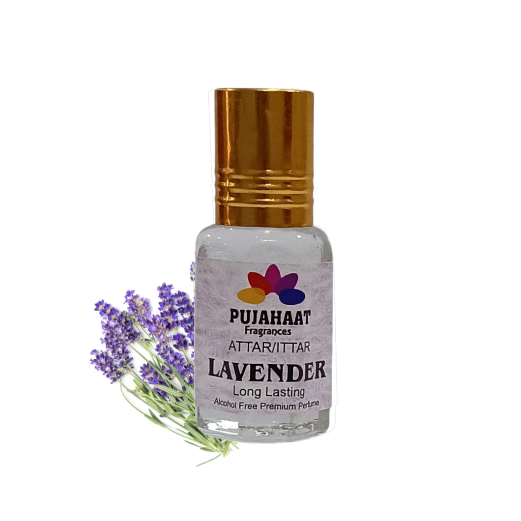 Pujahaat Premium Alcohol-Free Attar | Ittar 6ml, Long-Lasting Travel Size Roll-On, Best Floral Attar Fragrance Oil - Lavender