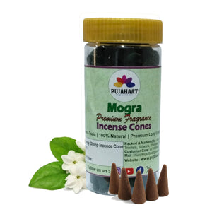 Mogra Fragrance Premium Scented Incense Dhoop Cone by Pujahaat | No Charcoal No Bamboo | for Pooja, Rituals & Special Occasions, Dhoop Batti - 80 Gms