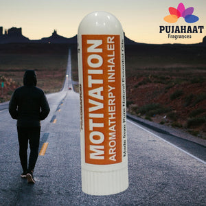 Pujahaat Natural Essential oil based Aromatherapy Nasal Inhaler Stick MOTIVATION, Made with 100% natural, therapeutic grade essential oils - Set of 2