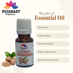 Pujahaat Nutmeg Essential Oil – Pure and Natural - Nutmeg Oil Ideal for Aromatherapy, Massage, Relaxation, Skincare, and Wellness - Vegan & Cruelty free - 15 ml