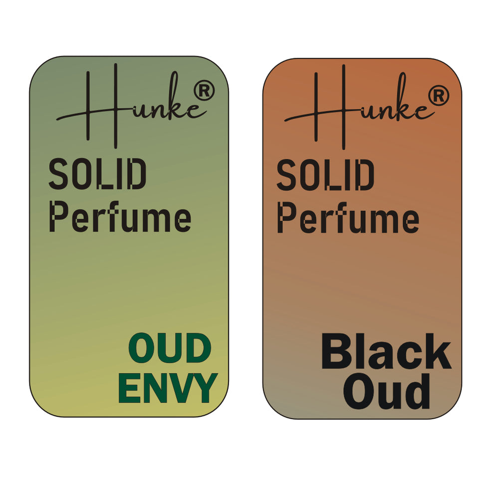 Hunke® Solid Perfume Combo | Alcohol-Free Solid Perfume for Men & Women | Long Lasting Natural Wax Fragrance | Travel Friendly Pocket Perfume | Handmade Luxury - Oud Black, Oud Envy
