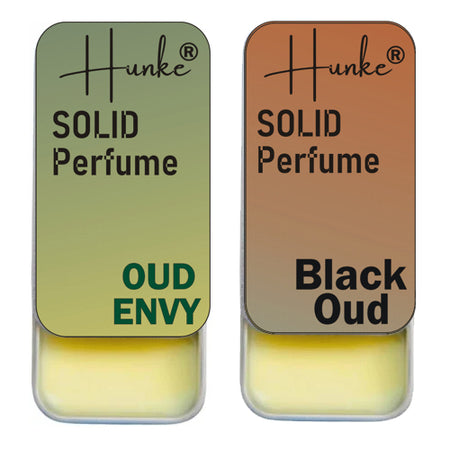 Hunke® Solid Perfume Combo | Alcohol-Free Solid Perfume for Men & Women | Long Lasting Natural Wax Fragrance | Travel Friendly Pocket Perfume | Handmade Luxury - Oud Black, Oud Envy