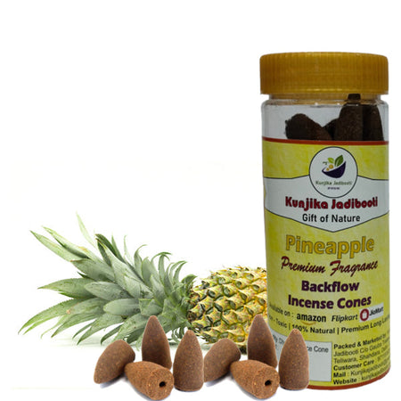 Kunjika Jadibooti Premium Scented Backflow Incense Dhoop /Cone | No Charcoal No Bamboo | for Pooja, Rituals & Special Occassions, Smoke Fountain, Pineapple Fragrance - 100 Gms