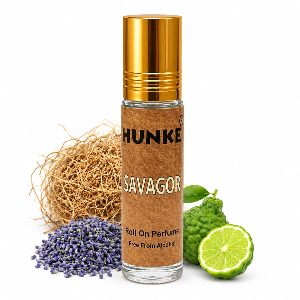 HUNKE Premium Perfume Roll on High Concentration | Attar Ittar Roll on| No Alcohol | Long Lasting Travel Size 8 ML Roll-On, High Projection  - Savagor