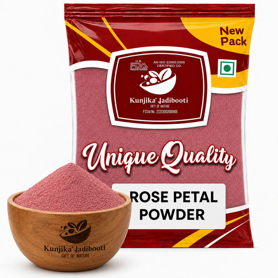 Kunjika Jadibooti Sun Dried Rose Petals Powder - Dry Rosa Gallica - 100% Edible for Food - Dried Rose Powder - 100 Gm