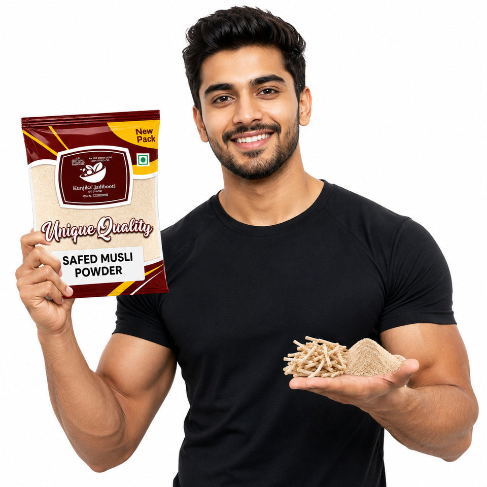 Kunjika Jadibooti Safed Musli Powder | Natural White Musli | Swet Musli | Chlorophytum Borivilianum Powder (100 g)