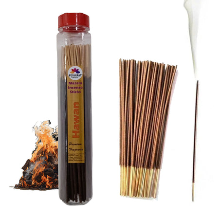 Pujahaat Premium Scented Incense Stick Masala Agarbatti | No Charcoal Incense Sticks, 100% Herbal Fragrance Agarbatti, 0% Sulphates - Hawan Samagri Fragrance