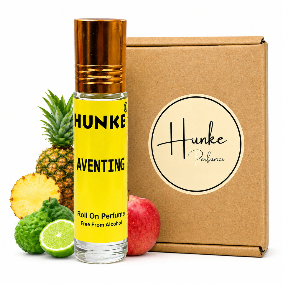 HUNKE® Premium Perfume Roll on High Concentration | Attar Ittar Roll on| No Alcohol | Long Lasting Travel Size 8 ML Roll-On, High Projection Fragrance - Aventing