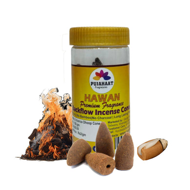 Pujahaat Premium Back Flow Dry Dhoop cones Incense Scented Smoke Cones / Dhoop for Smoke Fountains - Rare Hawan Samagri Fragrance