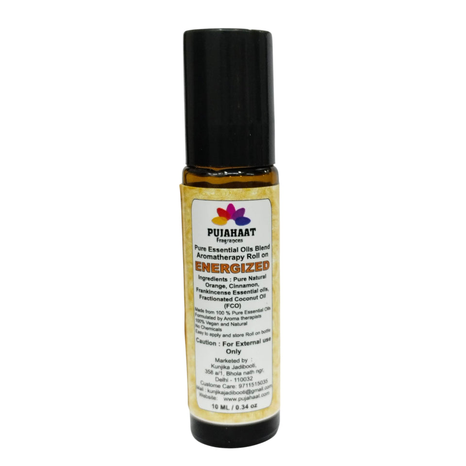 Pujahaat Energized Aromatherapy Roll-on | Blend of pure & natural Essential Oils | Uplifting and Energy | Crafted by Certified Aromatherapists 10ml/0.33 fl oz - Be Calm Roll-on