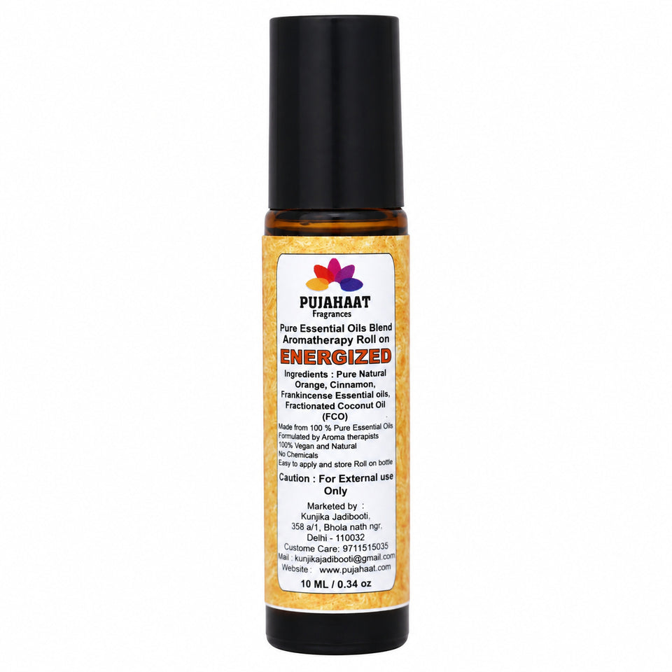 Pujahaat Energized Aromatherapy Roll-on | Blend of pure & natural Essential Oils | Uplifting and Energy | Crafted by Certified Aromatherapists 10ml/0.33 fl oz - Be Calm Roll-on