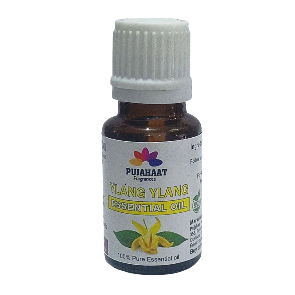 Pujahaat Ylang Ylang Essential Oil - 100% Pure & Natural Therapeutic Grade Oil for Hair Growth, Healthy Skin and Aromatherapy- Vegan & Cruelty free - 15 ml