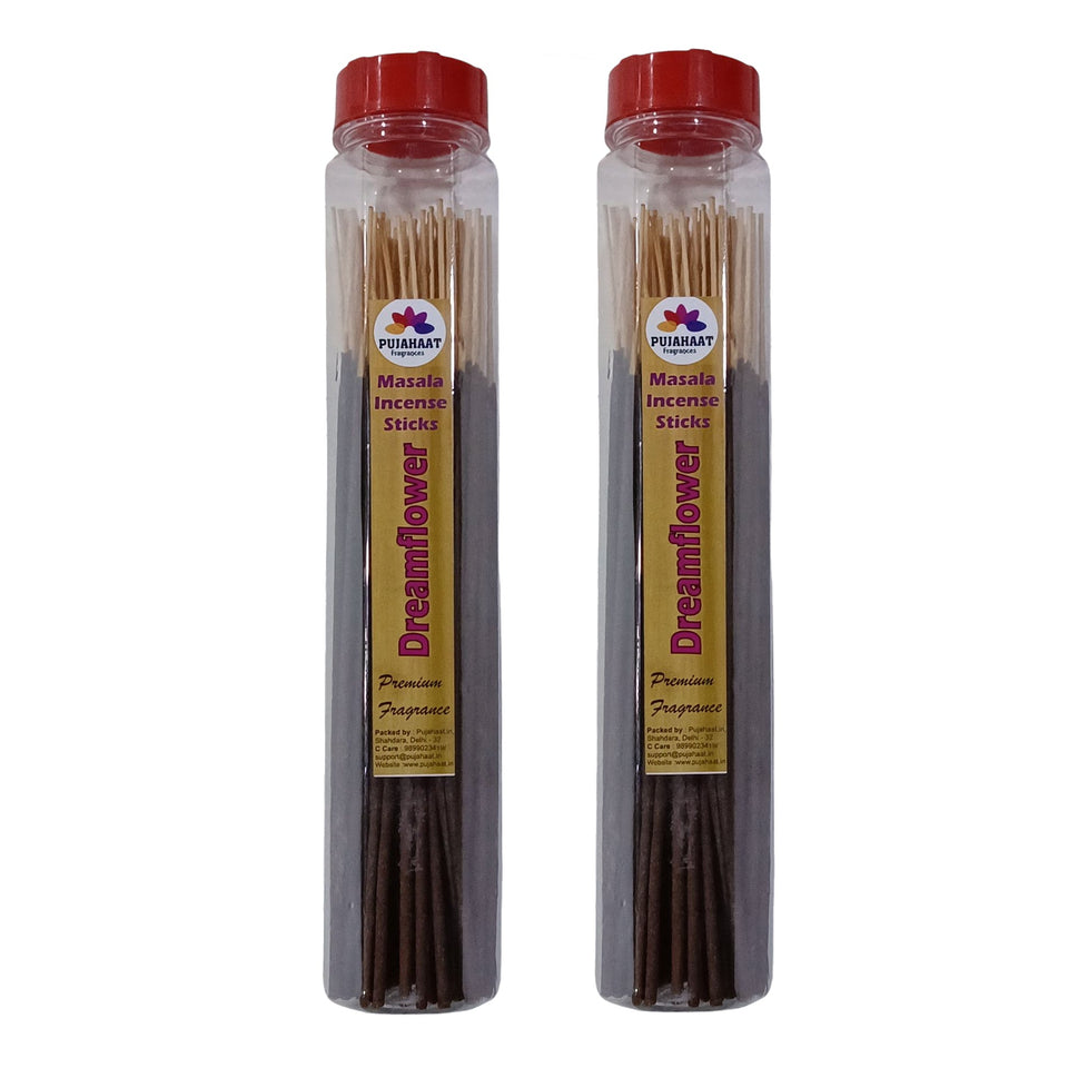Pujahaat Premium Scented Incense Stick Masala Agarbatti | No Charcoal Incense Sticks, 100% Herbal Fragrance Agarbatti, 0% Sulphates - Dreamflower Fragrance