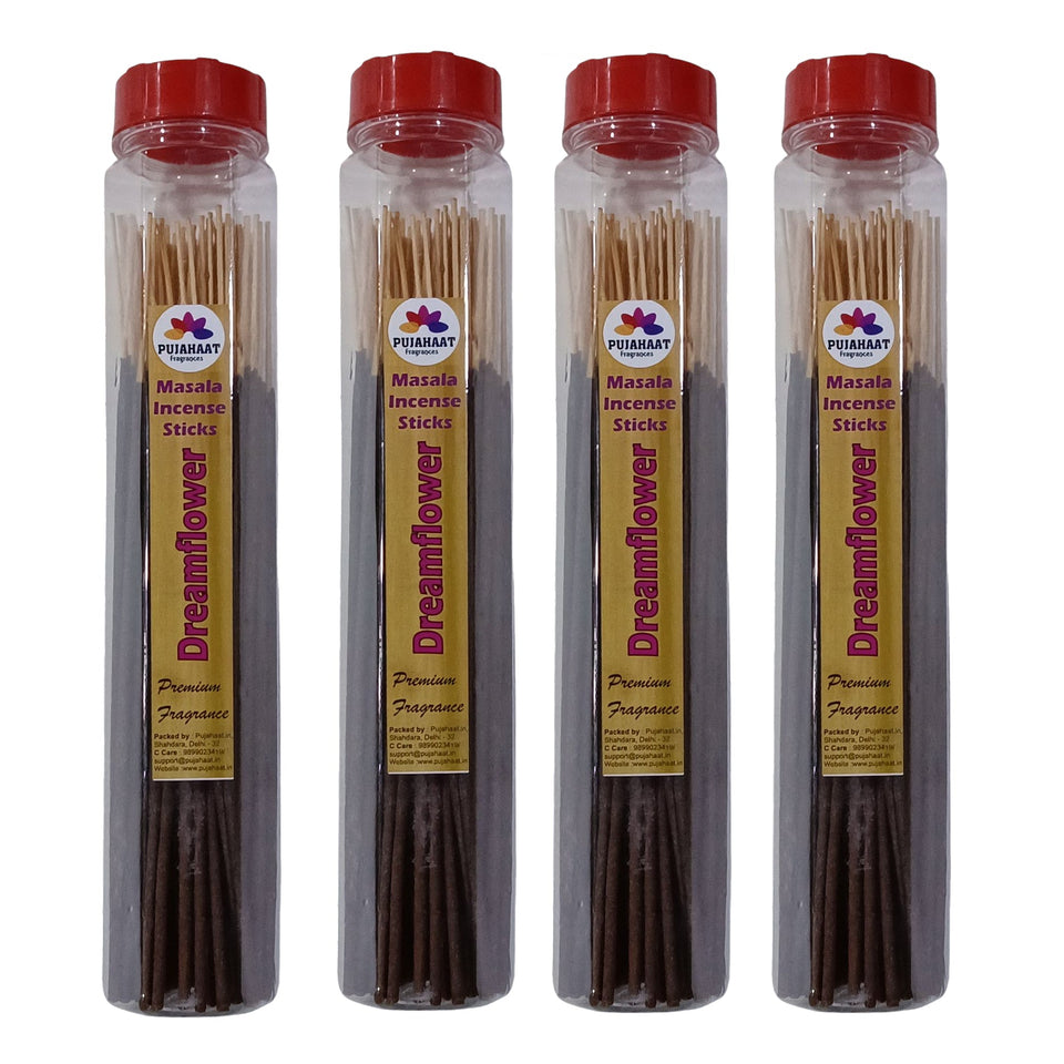 Pujahaat Premium Scented Incense Stick Masala Agarbatti | No Charcoal Incense Sticks, 100% Herbal Fragrance Agarbatti, 0% Sulphates - Dreamflower Fragrance