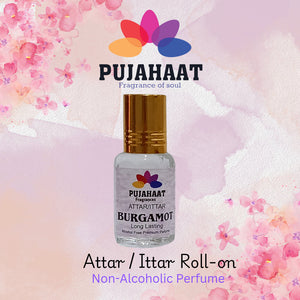 Pujahaat Premium Alcohol-Free Attar | Ittar 6ml, Long-Lasting Travel Size Roll-On, Best Citrus Attar Fragrance Oil - Bergamot