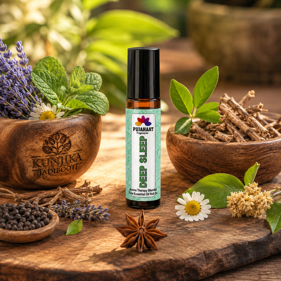Pujahaat Deep Sleep Aromatherapy Roll-on | Blend of pure & natural Essential Oils | Targeted Sleep Aid for Restful Nights | Reduces Insomnia, Snoring & Restless Sleep | Crafted by Certified Aromatherapists 10ml/0.33 fl oz - Deep Sleep Roll-on
