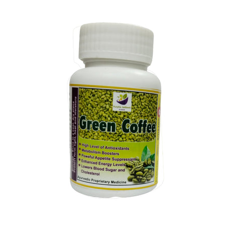 Kunjika Jadibooti Green Coffee Beans Extract Capsules 500mg | Supports Natural Weight Management | Helps to Boost Body Metabolism For Men & Women | Natural Goodness Of Antioxidants | 30 Capsules