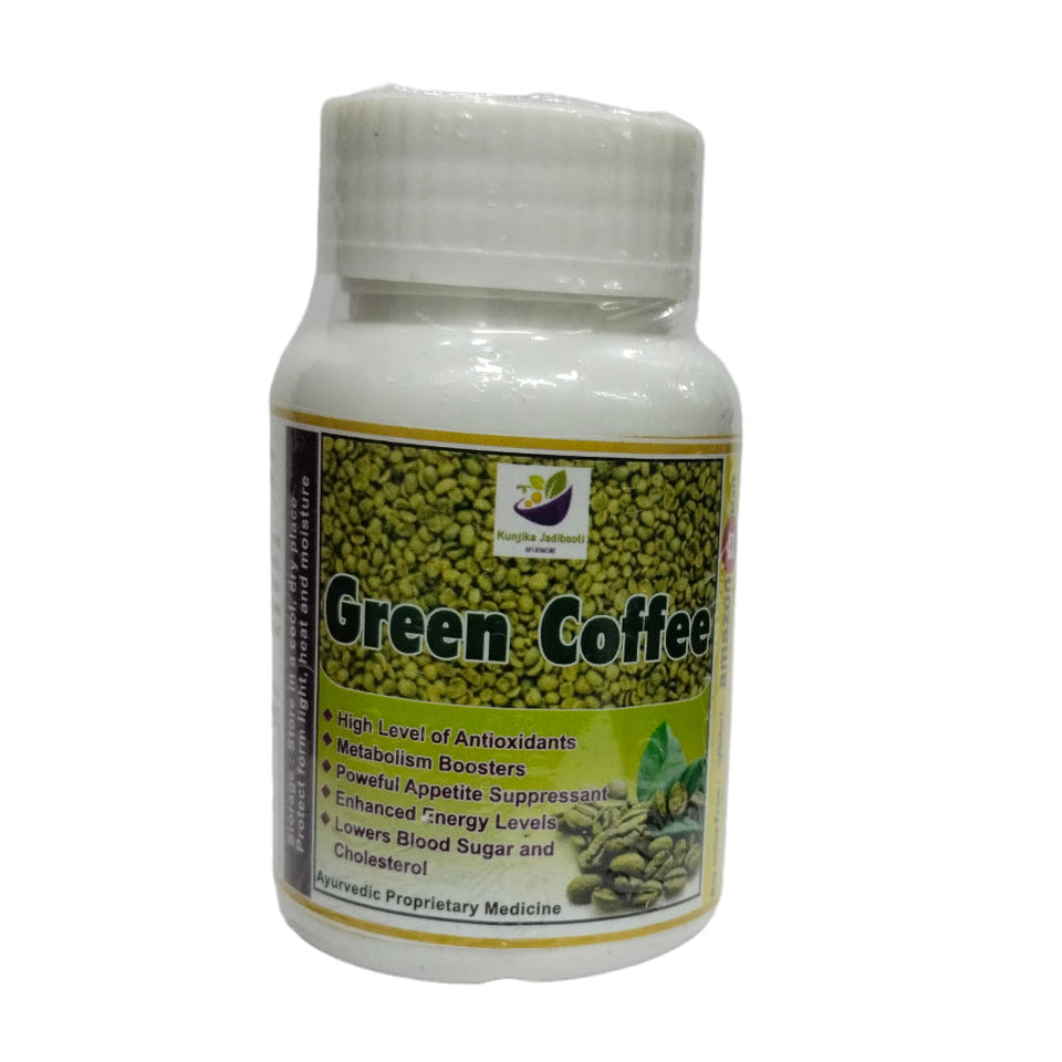 Kunjika Jadibooti Green Coffee Beans Extract Capsules 500mg | Supports Natural Weight Management | Helps to Boost Body Metabolism For Men & Women | Natural Goodness Of Antioxidants | 30 Capsules