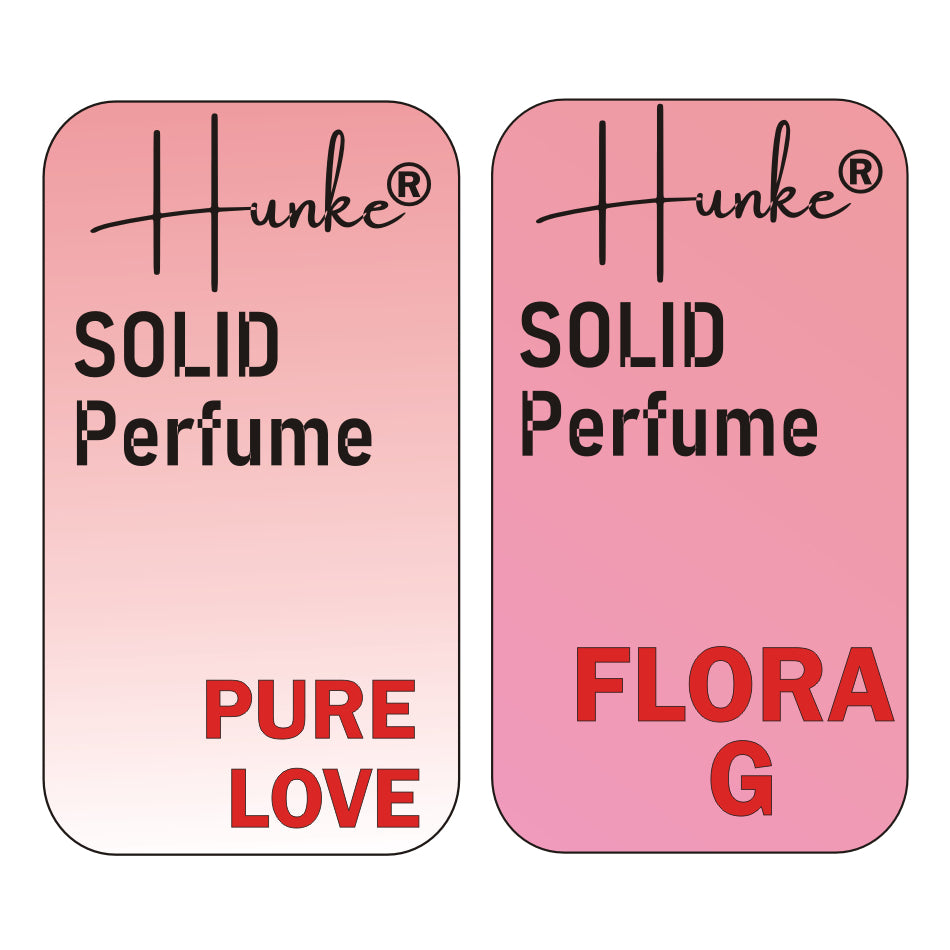 Hunke® Solid Perfume Combo | Alcohol-Free Solid Perfume for Men & Women | Long Lasting Natural Wax Fragrance | Travel Friendly Pocket Perfume | Handmade Luxury - Pure Love, Flora G