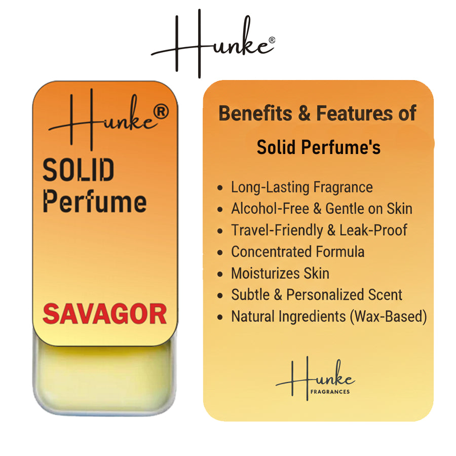 Hunke® Solid Perfume | Alcohol-Free Solid Perfume for Men & Women | Long Lasting Natural Wax Fragrance | Travel Friendly Pocket Perfume | Handmade Luxury - Savagor