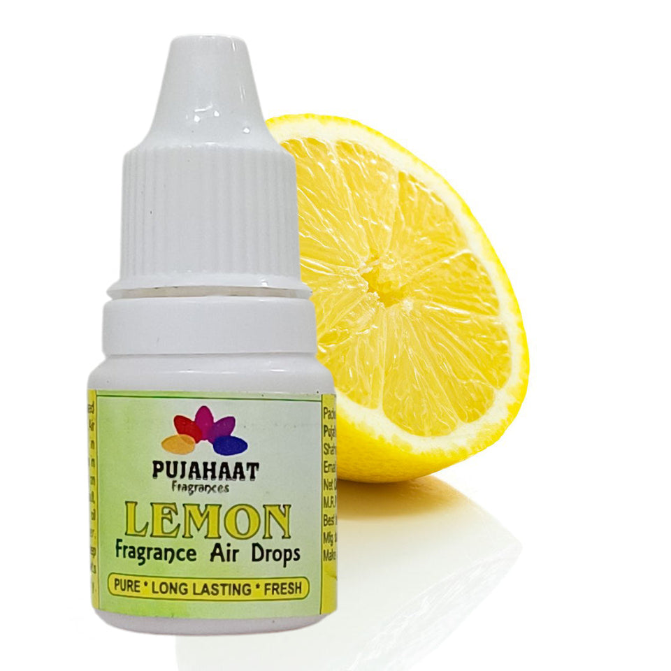 Pujahaat Premium Rajnigandha, Lemon Fragrance Air drops Air freshener for room, bathroom, toilet, car, wardrobes -Pack of 2 (2 x 5ml)