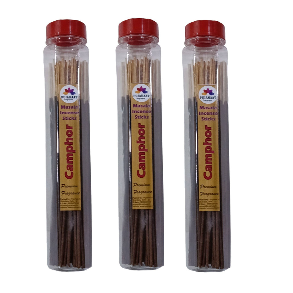 Pujahaat Premium Scented Incense Stick Masala Agarbatti | No Charcoal Incense Sticks, 100% Herbal Fragrance Agarbatti, 0% Sulphates - Camphor Fragrance