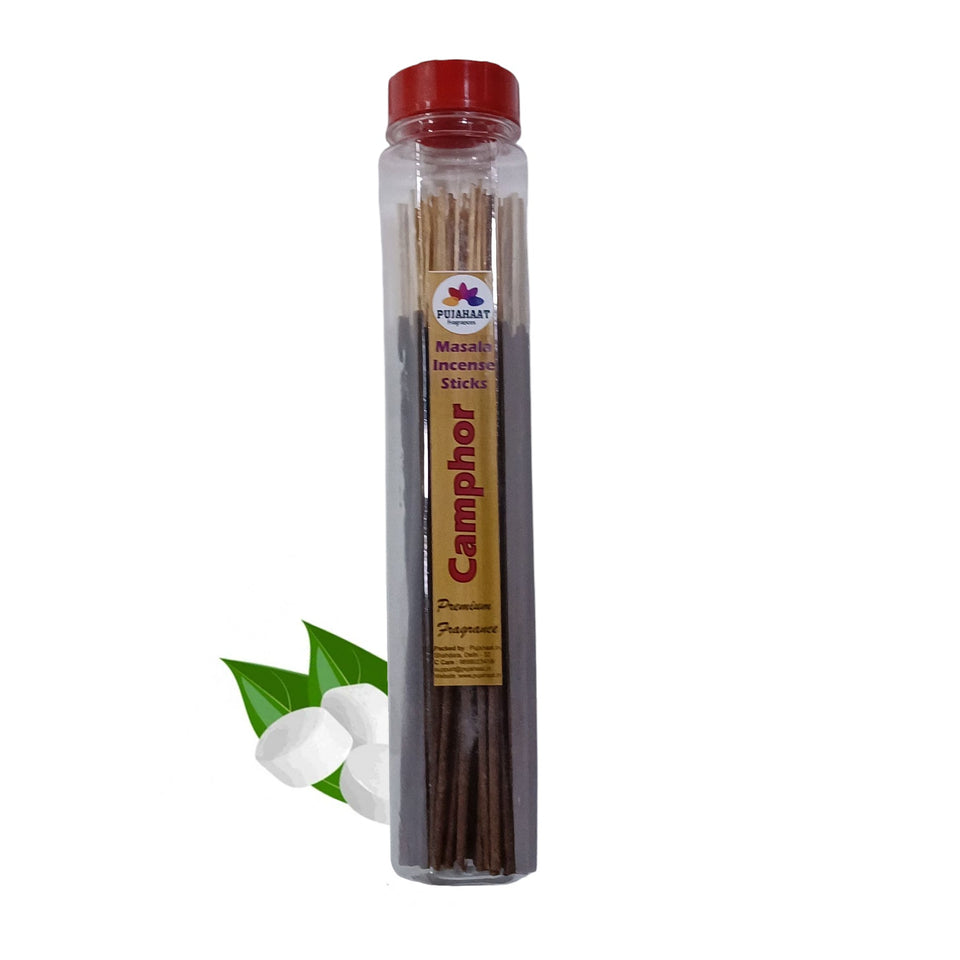 Pujahaat Premium Scented Incense Stick Masala Agarbatti | No Charcoal Incense Sticks, 100% Herbal Fragrance Agarbatti, 0% Sulphates - Camphor Fragrance