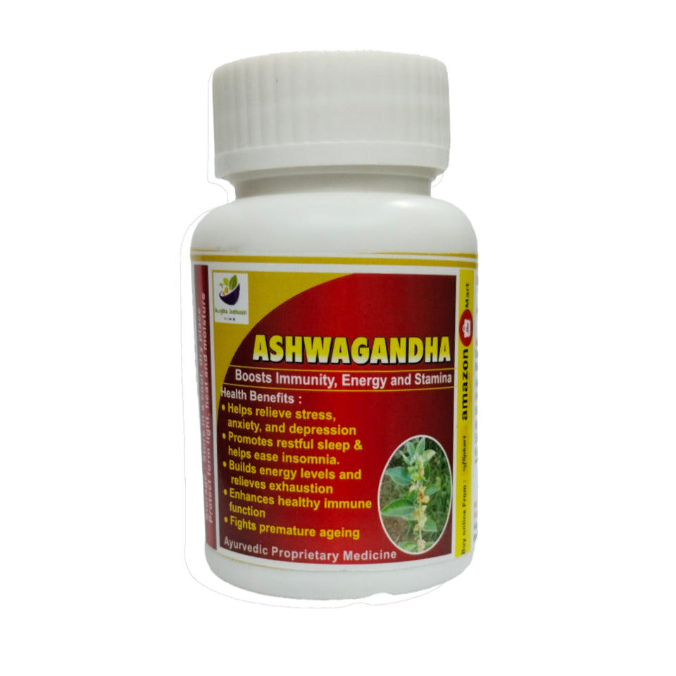 Kunjika Jadibooti Ashwagandha Root Extract 500mg Capsules, Ayurvedic Supplements, High Strength | Boost Muscle Mass & Strength | Enhance Immunity | Natural Goodness Of Antioxidants | 30 Capsules