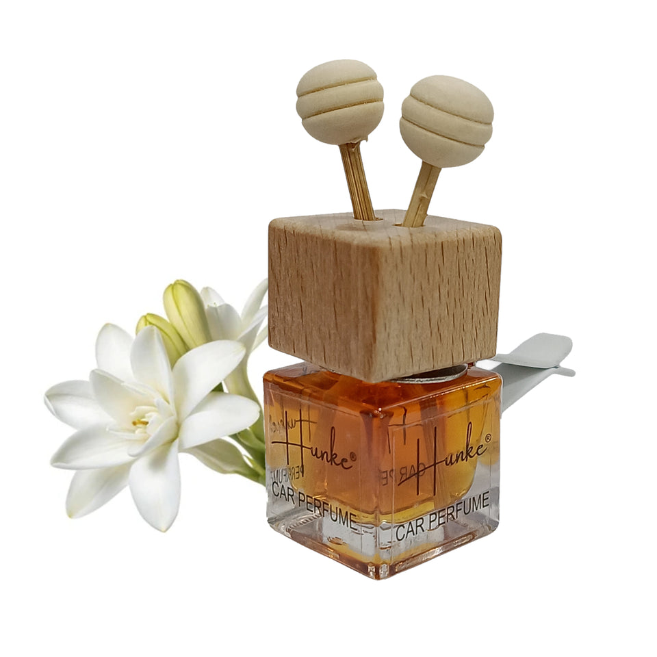 Hunke® Long Lasting Car Perfume | AC Vent Clip Car Air Freshener | Premium Fragrance | Odour Eliminator | With Reed Sticks| Easy to Fix |Car interior - Last up to 45 days - Tuberose (Rajnigandha)