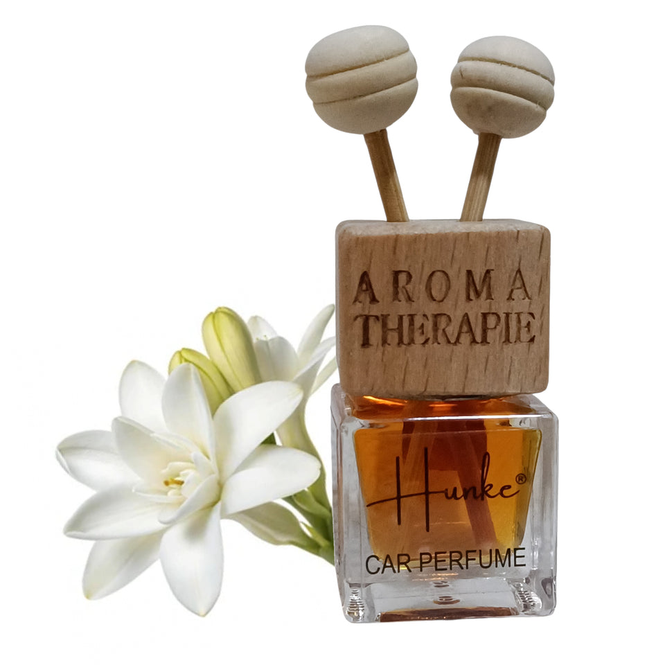 Hunke® Long Lasting Car Perfume | AC Vent Clip Car Air Freshener | Premium Fragrance | Odour Eliminator | With Reed Sticks| Easy to Fix |Car interior - Last up to 45 days - Tuberose (Rajnigandha)