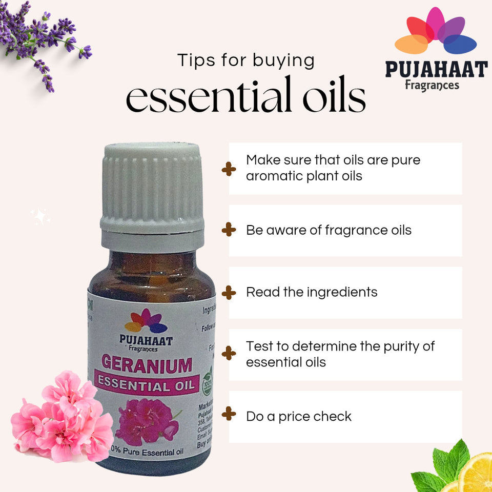 Pujahaat Geranium Essential Oil for Hair Growth, Long & Healthy Hair, Minimize fine line & Wrinkles, Smooth Skin, Healthy Scalp | 100% Pure, Natural, Organic - Vegan & Cruelty free - 15 ml