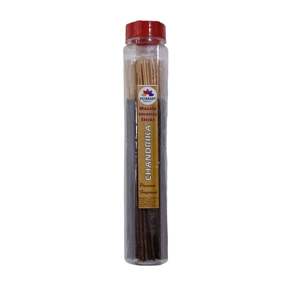 Pujahaat Premium Scented Incense Stick Masala Agarbatti | No Charcoal Incense Sticks, 100% Herbal Fragrance Agarbatti, 0% Sulphates - Chandrika Fragrance