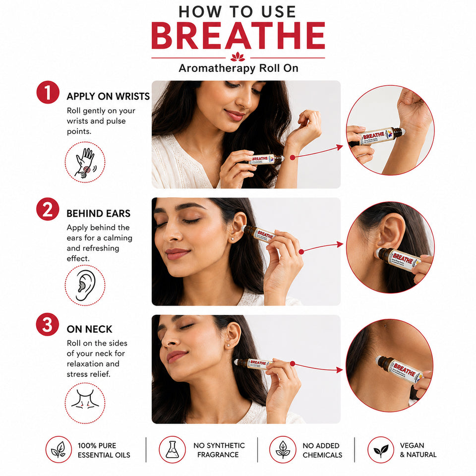 Pujahaat Breathe Free Aromatherapy Roll-on | Blend of pure & natural Essential Oils | Relief for Breathing Difficulties| Crafted by Certified Aromatherapists 10ml/0.33 fl oz - Breathe Free Roll-on